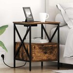 vidaXL Cabinet de chevet avec tiroir Chêne fumé 41.5 x 40.5 x 55 cm
