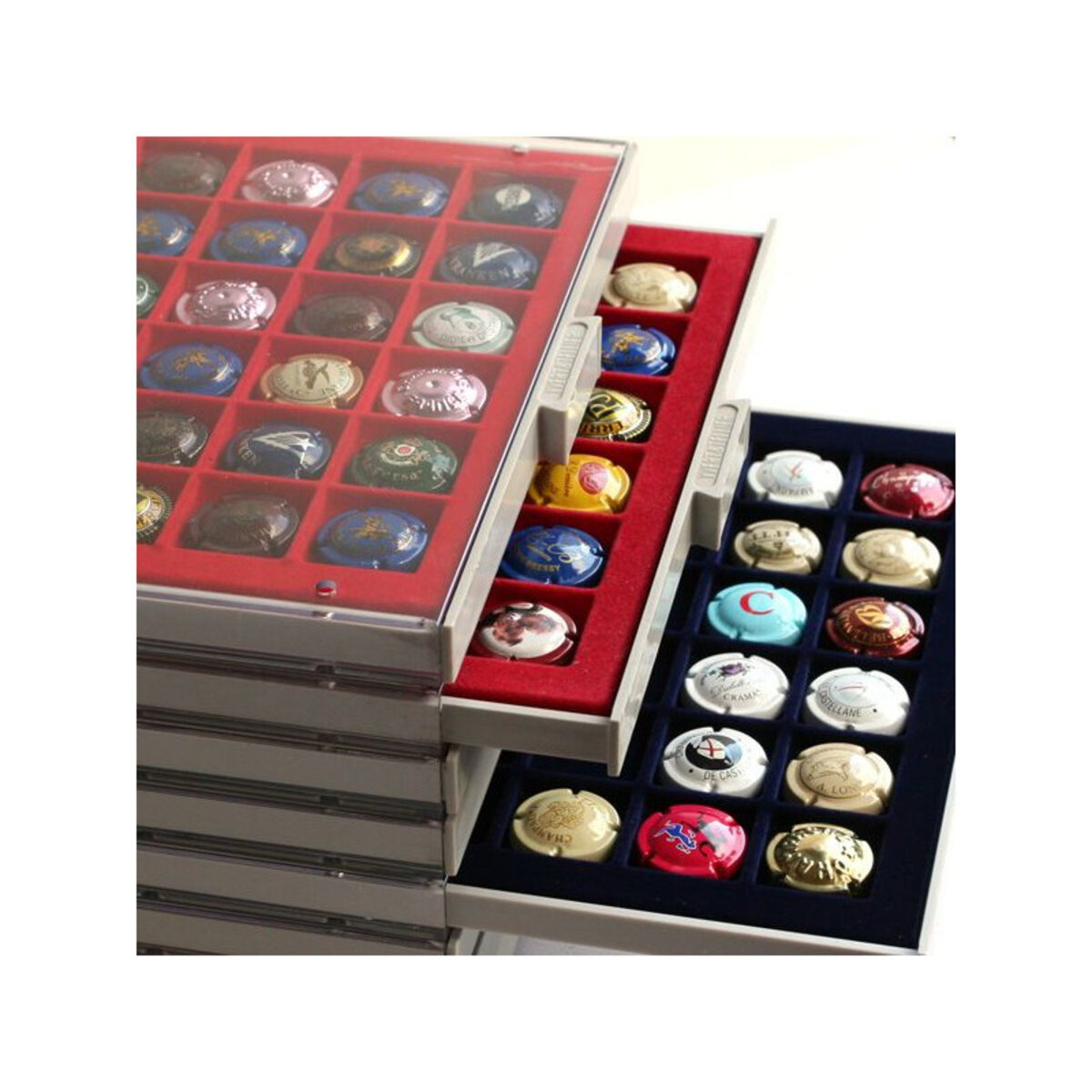 Médaillier Prophila 48 Compartiments Ronds – Pour Pièces De 2€ En Capsules Ou Jusqu'à 32 Mm – Insert Bleu, Gris
