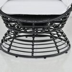 Fauteuil rond de jardin fauteuil cocon pivotant grand confort coussins inclus polyester blanc résine tressée noire