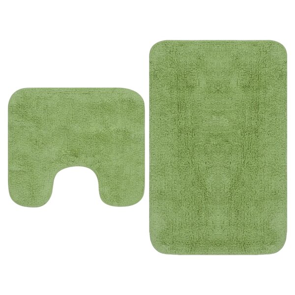 vidaXL Jeu de tapis de salle de bain 3 Pièces Tissu Vert