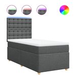 vidaXL Sommier à lattes de lit avec matelas Gris foncé 90x200 cm Tissu