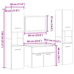 vidaXL Ensemble de meubles de salle de bain 4 Pièces gris béton