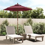 vidaXL Parasol de jardin avec mât en bois rouge bordeaux 196x231 cm