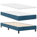 Lit box spring vidaXL avec matelas bleu foncé 100x200 cm en velours