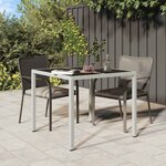 vidaXL Table de jardin pour repas Blanc 90 x 90 x 75 cm Poly rotin