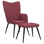 vidaXL Chaise de relaxation avec tabouret Rouge bordeaux Tissu