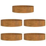 vidaXL Anneau de jardinière 5 Pièces Marron 80 x 80 x 20 cm Acier Corten