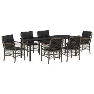 vidaXL Ensemble de salle à manger pour jardin 7 pc Gris polyrotin