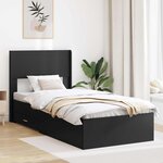 vidaXL Cadre de lit avec rangement et tête de lit Noir 75 x 190 cm