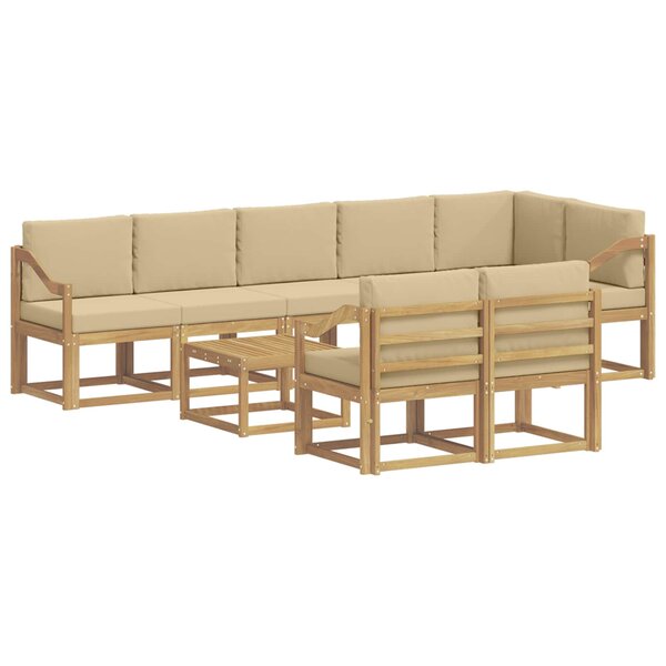 vidaXL Ensemble de canapés d'extérieur 9 Pièces Blanc et Beige Polyester