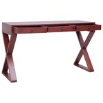 Bureau table poste de travail meuble d'ordinateur informatique étude d'ordinateur 115 x 47 x 77 cm bois d'acajou massif brun 02_0023738