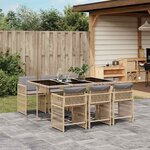 vidaXL Ensemble à manger de jardin coussins 7 Pièces mélange beige rotin
