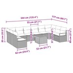 vidaXL Ensemble de Canapé de Jardin 11 Pièces Gris Grand