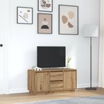 vidaXL Meuble TV avec éclairages LED chêne artisanal 100x41x50 cm