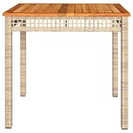 vidaXL Table de jardin beige 80x80x75 cm résine tressée et bois acacia