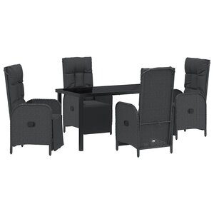 vidaXL Ensemble de salle à manger pour jardin 5 Pièces Noir polyrotin