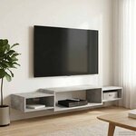vidaXL Meuble TV mural Montage mural Gris béton 140 x 28 x 21 cm