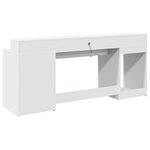 Bureau table poste de travail meuble d'ordinateur informatique étude avec lumières LED 200 x 55 x 91 cm bois d'ingénierie blanc 02_0023410