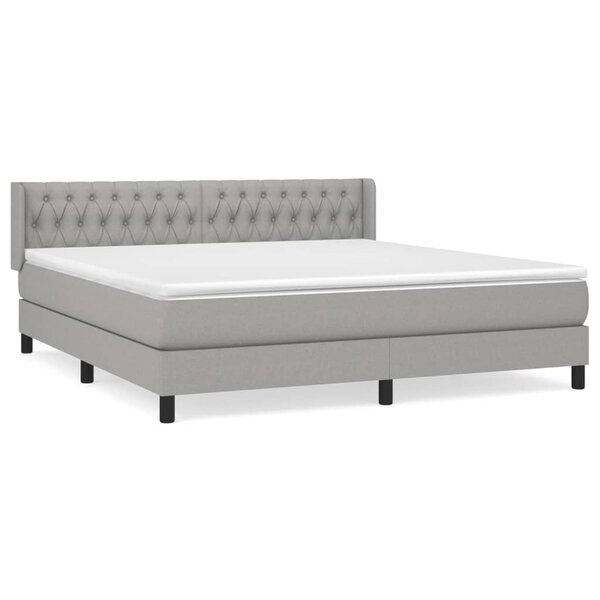 vidaXL Sommier à lattes de lit avec matelas Gris clair 180x200cm Tissu