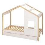 Lit Beau cabane tiroir nat.-blanc + matelas