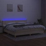 vidaXL Sommier à lattes de lit et matelas et LED Crème 200x200cm Tissu