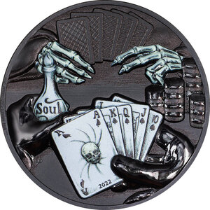 Pièce de monnaie en Argent 20 Dollars g 93.3 (3 oz) Millésime 2022 You Can't Cheat Death DARK ROYAL FLUSH