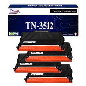 T3AZUR - 4x Toners compatibles avec Brother TN3512 pour Brother DCP-L6600DW - 12 000 pages