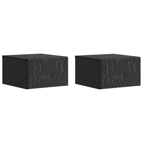 vidaXL Table d'appoint murale 2 Pièces Noir 34 5 x 33 x 20 cm