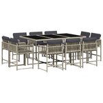 vidaXL Ensemble à manger de jardin 11Pièces avec coussins gris poly rotin
