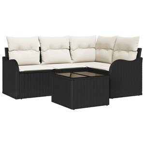 vidaXL Ensemble de canapé de jardin 5 Pièces Noir polyrotin