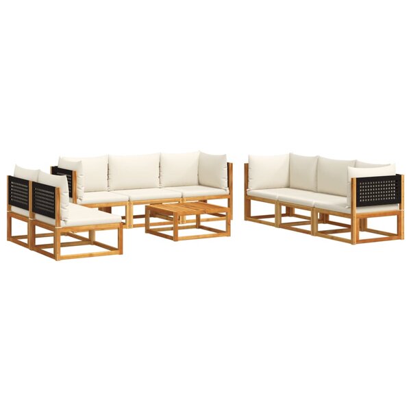 vidaXL Salon de jardin avec coussins 9 Pièces bois massif d'acacia