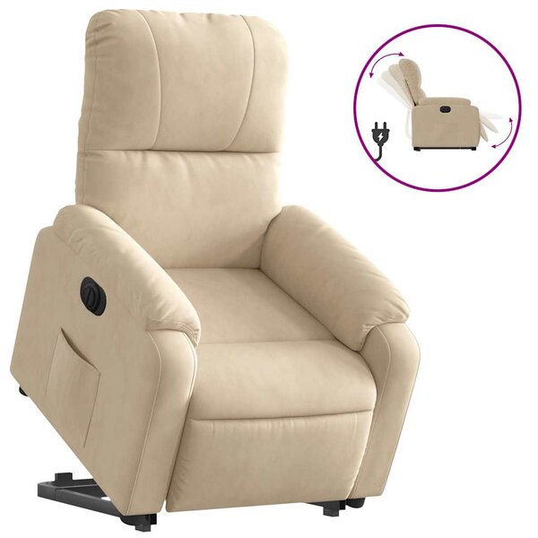 vidaXL Fauteuil inclinable électrique crème tissu microfibre