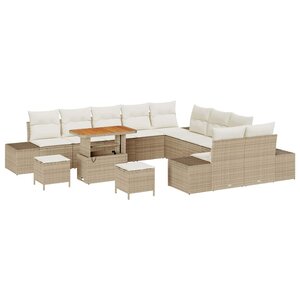 vidaXL Ensemble de canapé de jardin 13 Pièces Beige Poly rotin