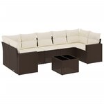 vidaXL Salon de jardin 8 Pièces avec coussins marron résine tressée