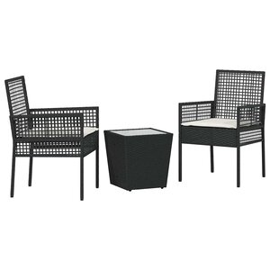 vidaXL Ensemble bistro de jardin 3 Pièces Noir Poly rotin