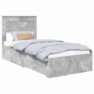 vidaXL Cadre de lit Gris béton 90 x 200 cm Bois d'ingénierie