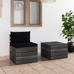 vidaXL Salon palette de jardin 2 Pièces avec coussins Bois de pin massif