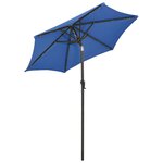 vidaXL Parasol de jardin avec lumières LED bleu azuré aluminium