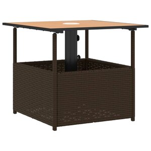 vidaXL Table de jardin avec trou de parasol marron résine tressée