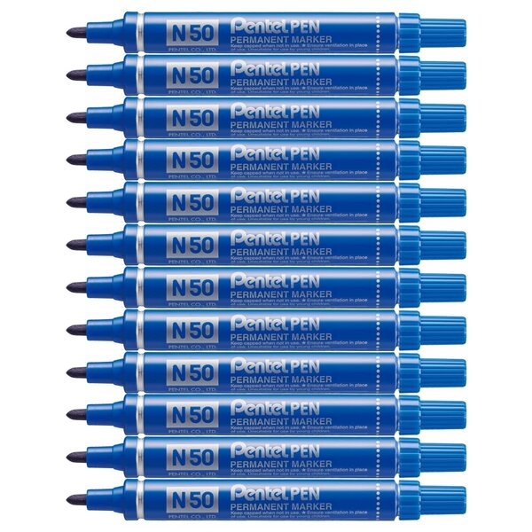 Marqueur Permanent N50 Corps Aluminium Pointe ogive 2 mm Bleu x 12 PENTEL