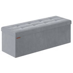 Banc de rangement pouf en velours avec couvercle avec 2 boîtes séparateur amovible capacité de charge 300 kg pour couloir salon chambre gris 12_0004161