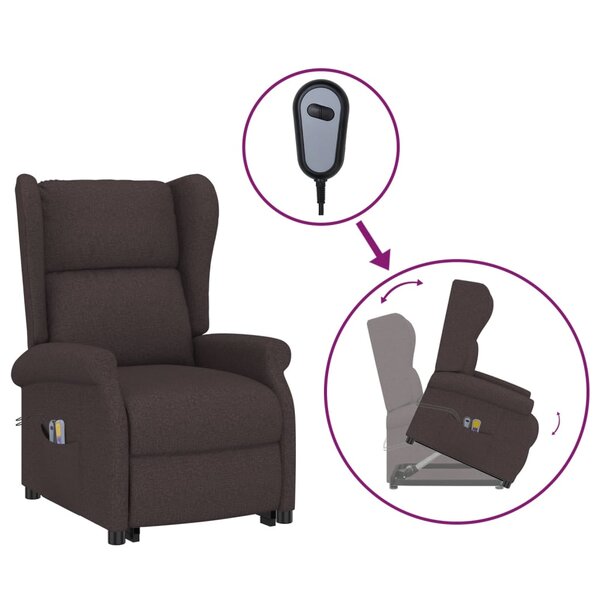 vidaXL Fauteuil de massage Marron foncé Tissu