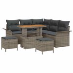 vidaXL Ensemble de canapé de jardin 8 Pièces Gris polyrotin