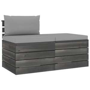 vidaXL Salon palette de jardin 2 Pièces avec coussins Bois de pin massif