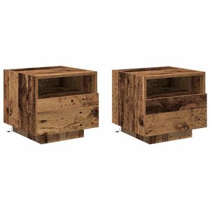vidaXL Meuble de Chevet avec tiroir 2 Pièces Bois ancien 40 x 39 x 37 cm