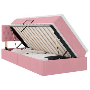 vidaXL Lit avec rangement et LED avec matelas Rose 90 x 190 cm Velours