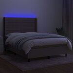 vidaXL Sommier à lattes de lit matelas et LED Taupe 140x200 cm Tissu