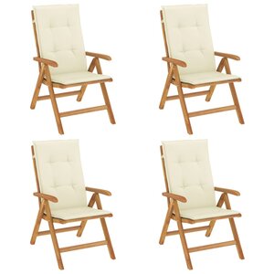 vidaXL Chaises de jardin inclinables lot de 4 et coussins bois teck