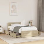 vidaXL Cadre de lit et tête de lit sans matelas chêne sonoma 90x190 cm