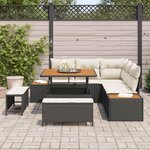 vidaXL Ensemble de canapé de jardin avec coussin 8 Pièces Noir et Crème